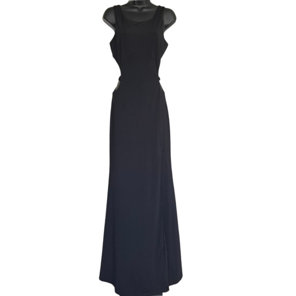 NWT Steppin Out Cut Out Maxi Dress Sz 7 Black Formal Prom Evening Slit